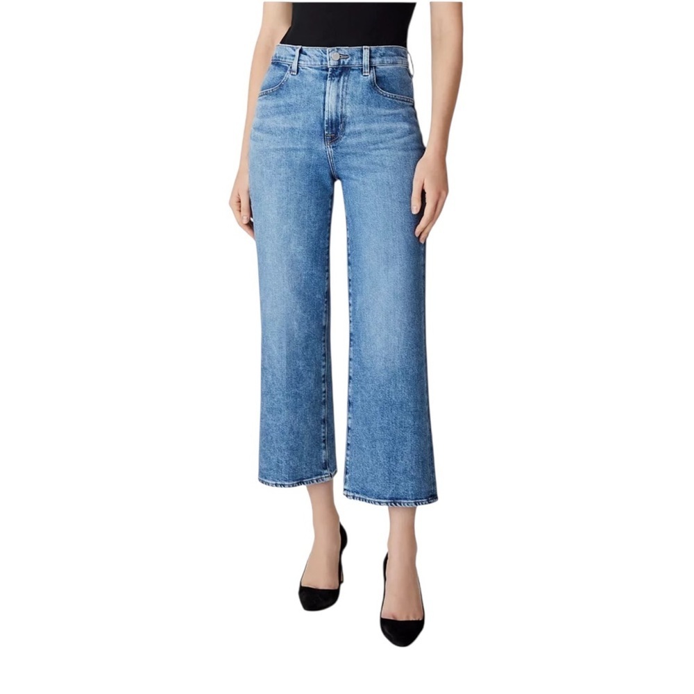 JBRAND Joan Crop Women's 28 Wide Straight Leg Crop Super High Rise Denim Jeans - Picture 4 of 12